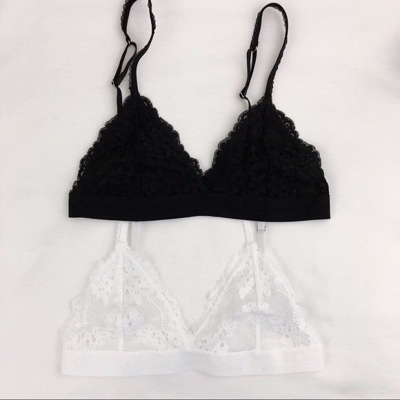 2 PACK Becca Lace Bralette Bra NEW Black & White - Picture 5 of 8